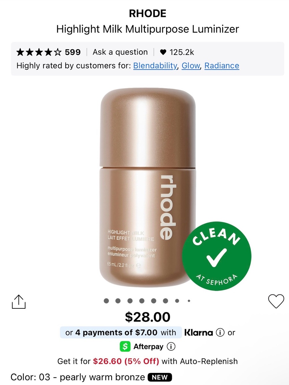 RHODE Highlight Milk Multipurpose Luminizer — Pearly Warm Bronze